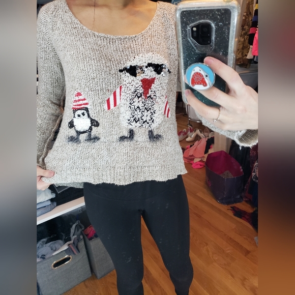 American Rag tan penguin sweater - Picture 3 of 3